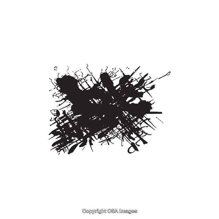 Abstract Black Ink Splat With Random Detail on White Background