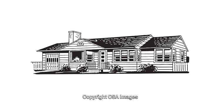 Black and White Line Art Illustration Of A Cozy Traditional House