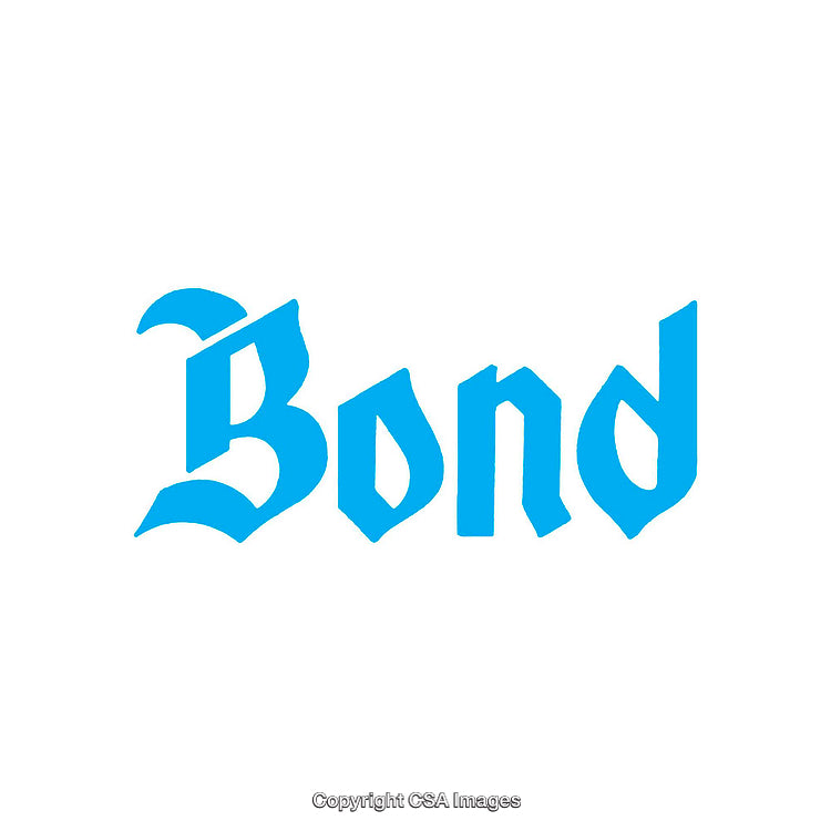Blue Gothic Typography With the Word Bond on White Background