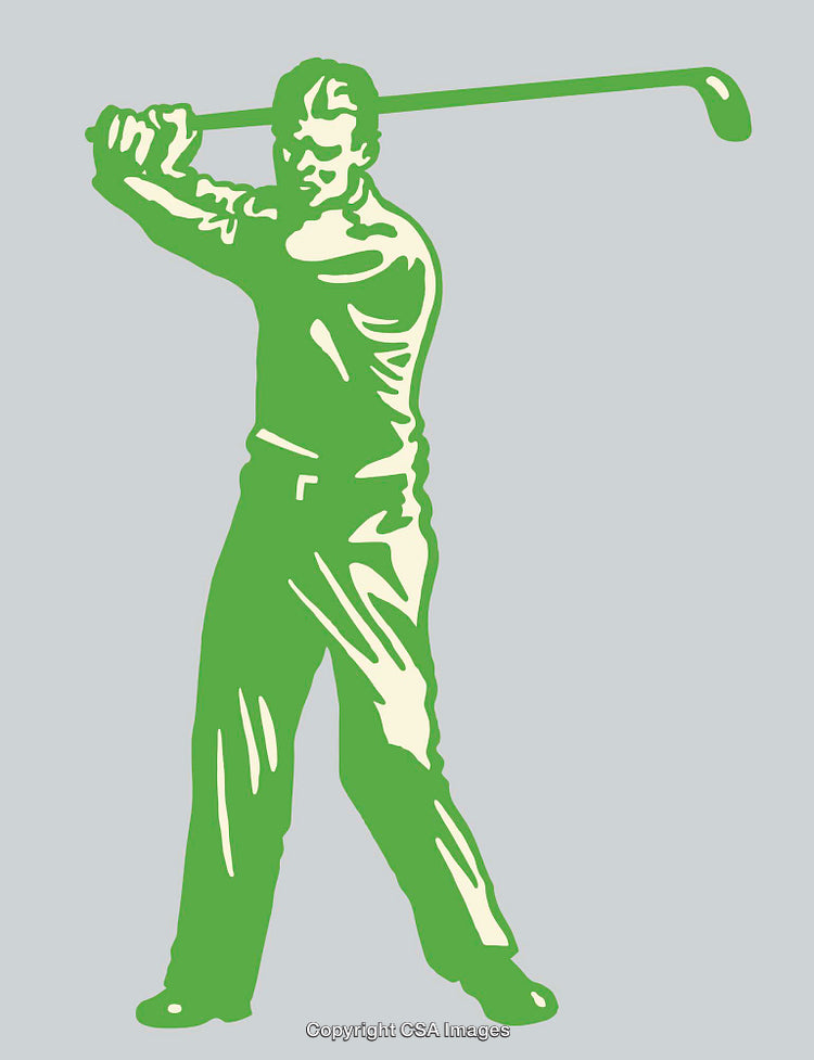 Abstract Line Art of a Golfer Swinging a Club in Green