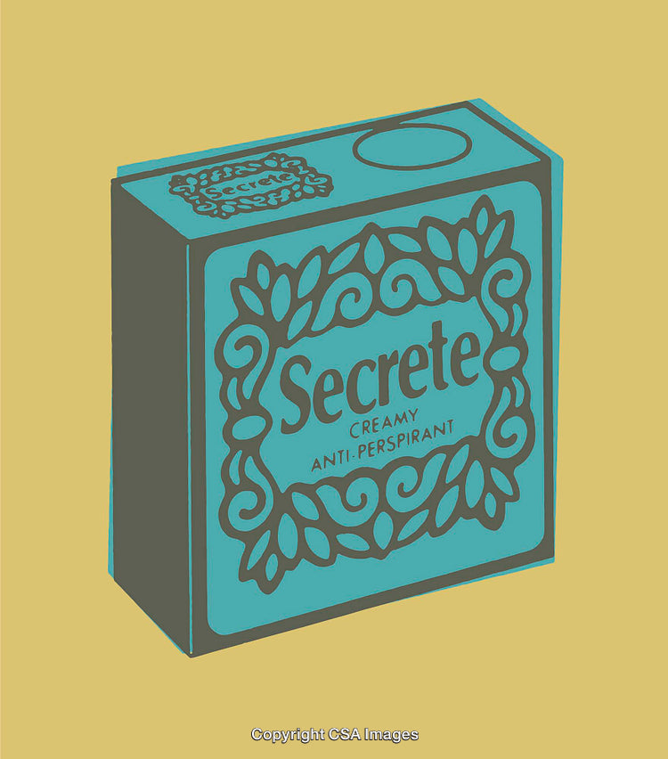 Vintage Style Line Art of Antiperspirant Packaging on Yellow