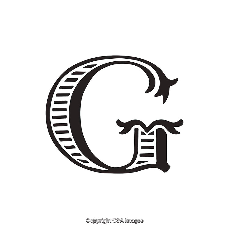 Artistic Illustration of the Letter G with Decorative Details