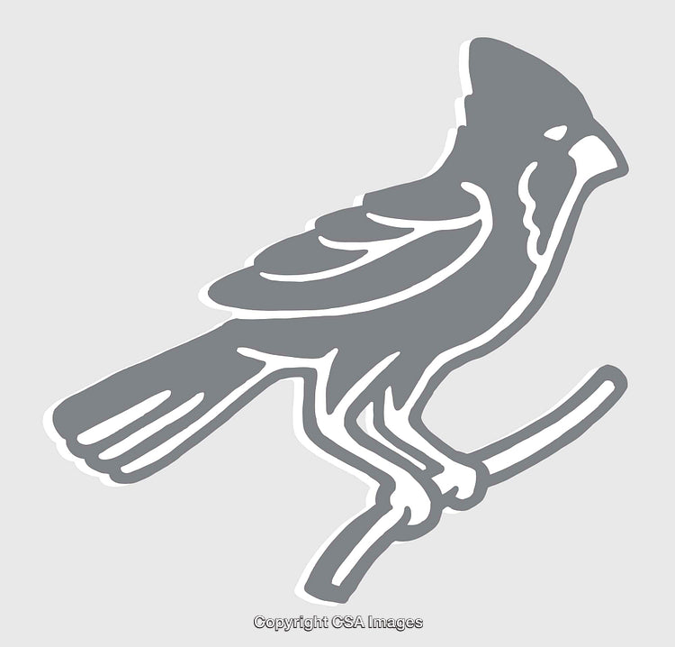 Stylized Gray Line Art Illustration of a Bird Sitting on a Branch
