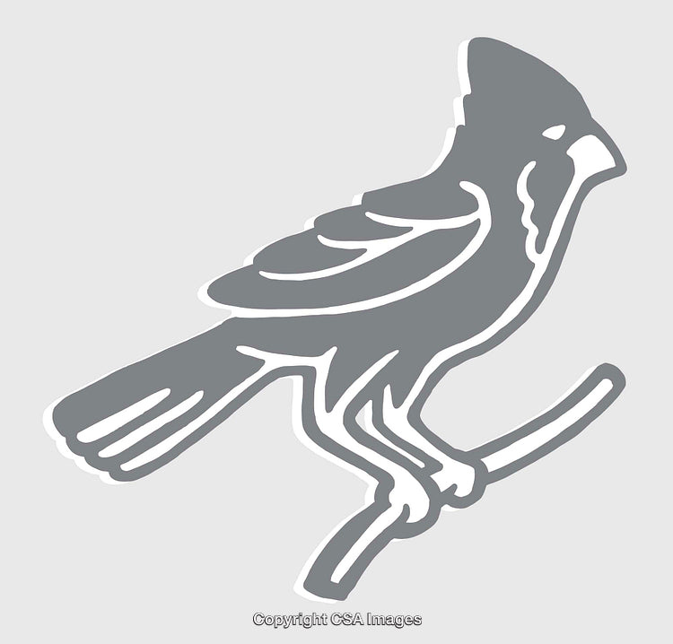 Stylized Gray Line Art Illustration of a Bird Sitting on a Branch