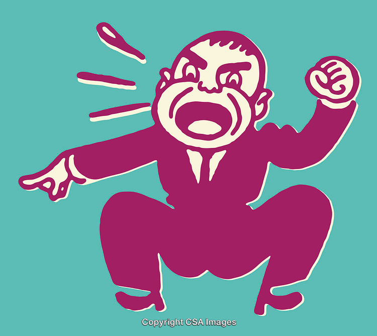 Illustration of a Man Expressing Strong Emotions in Vibrant Colors
