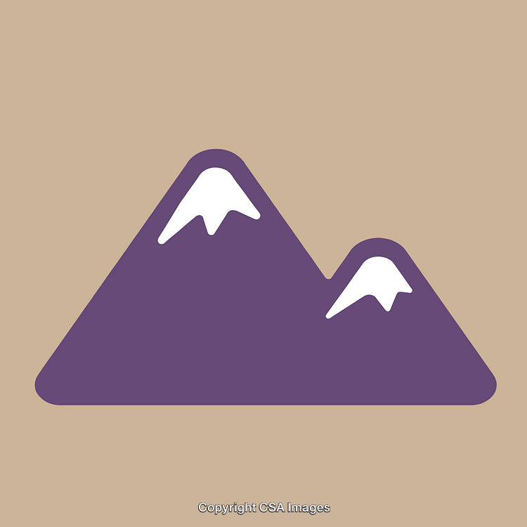 Minimalistic Colored Illustration of Stylized Snowy Mountain Peaks