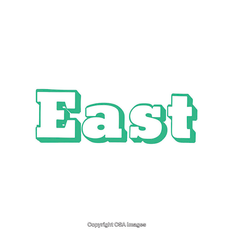Green Text Art Displaying the Word East on White Background