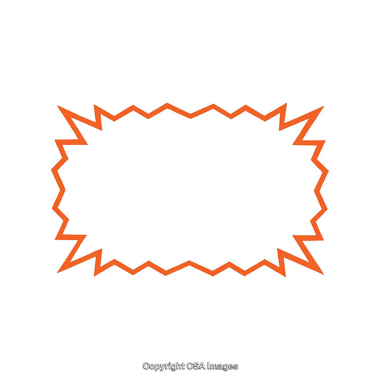 Orange Jagged Rectangle Speech Bubble on a White Background