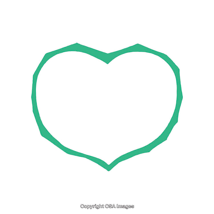 Green Two-Dimensional Heart Outline Symbol Isolated on White Background