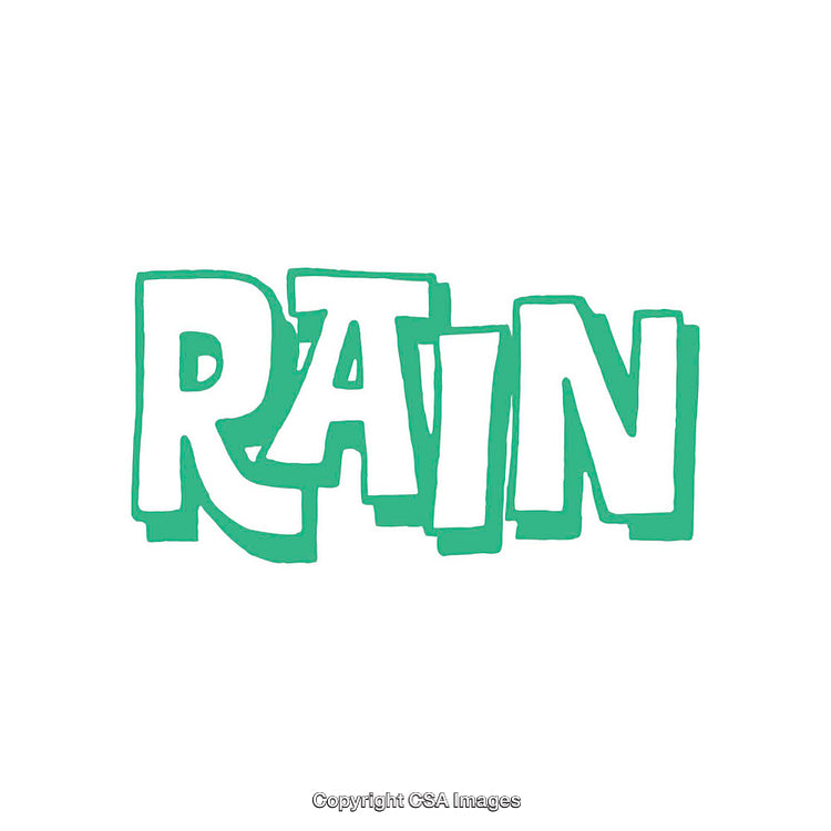 Green Block Text Illustration with Rain Themed Typography Art