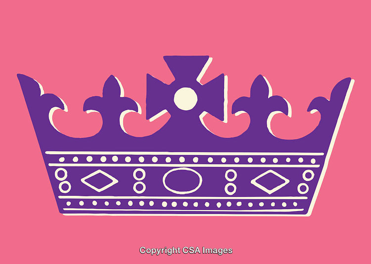 Illustrative Purple Crown Design on a Pink Background
