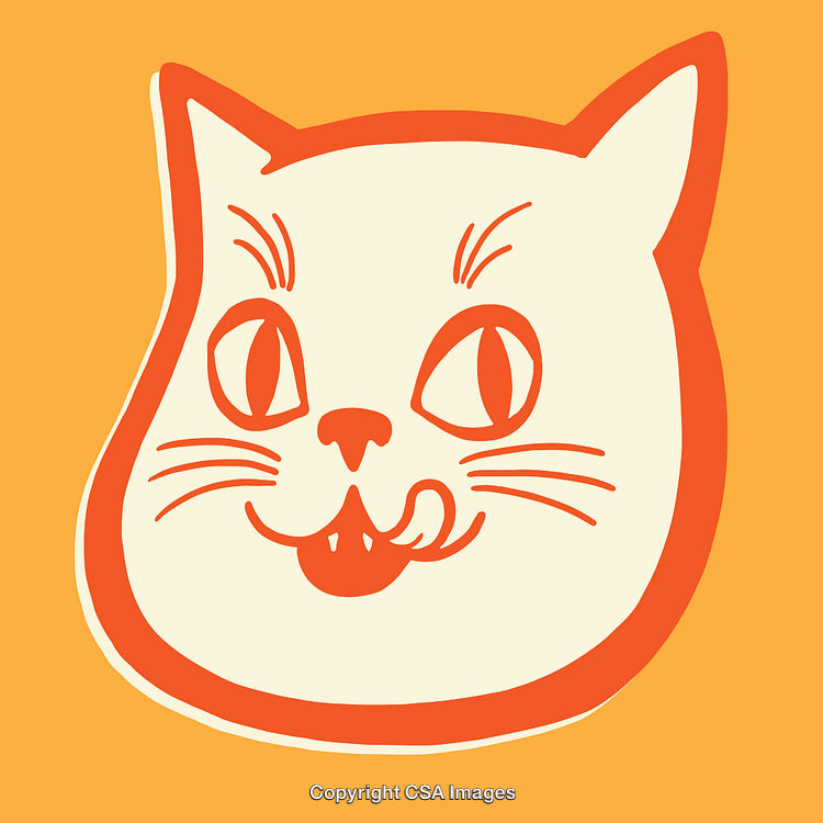 Playful Orange Cat Illustration with Bold Line Style and Whimsical Expression