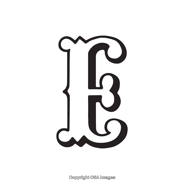 Decorative Letter E in Ornate Vintage Typography Style