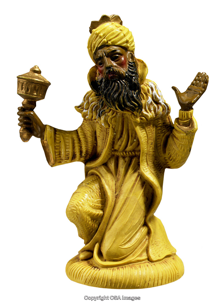 Golden Statue of Kneeling Wise Man Holding a Gift