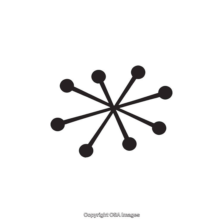 Black and White Abstract Shape with Radial Lines and Circles