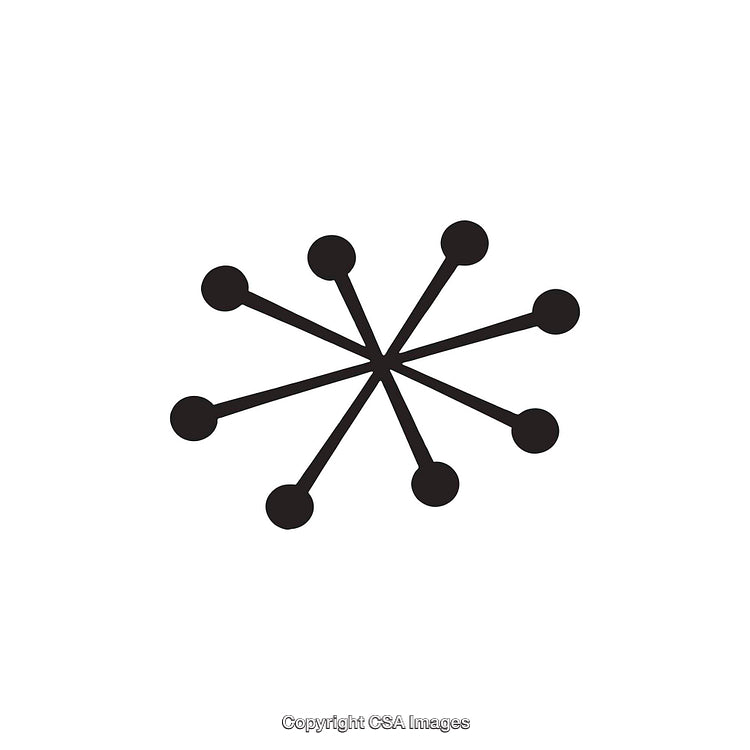 Black and White Abstract Shape with Radial Lines and Circles