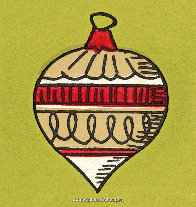 Vintage Christmas Ornament Illustration on a Bright Green Background