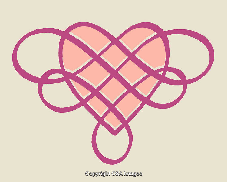 Stylized Heart Illustration with Interwoven Patterns in a Modern Minimalist Design