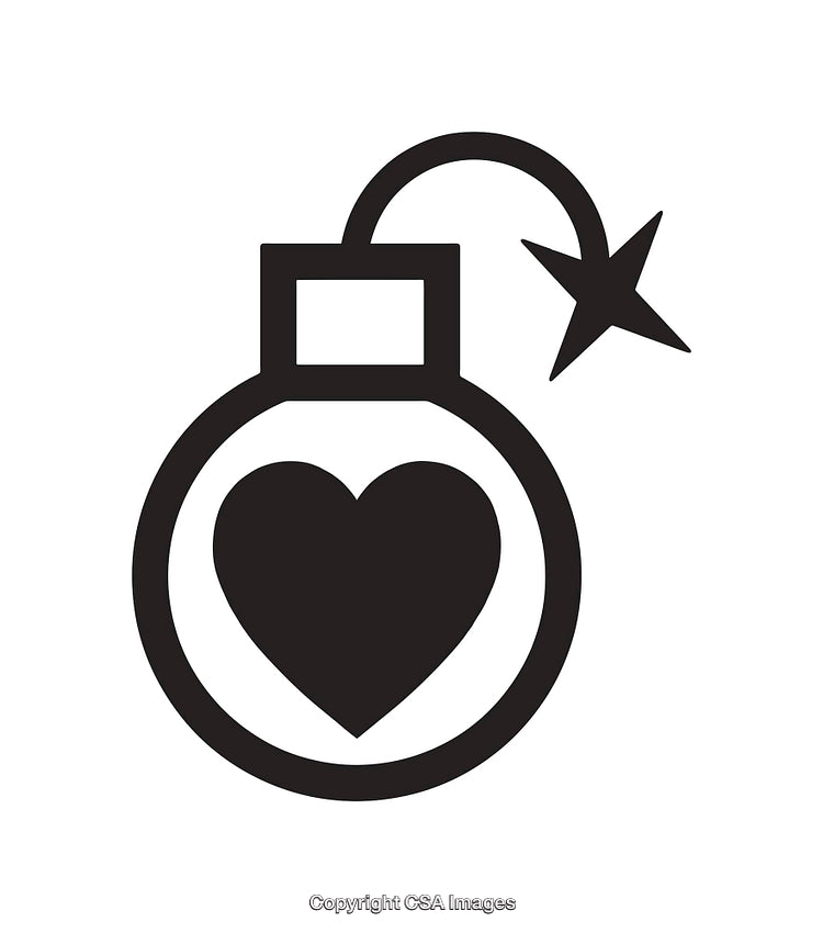 Heart-Shaped Bomb Icon Symbolizing Dangerous Love or Passionate Feelings