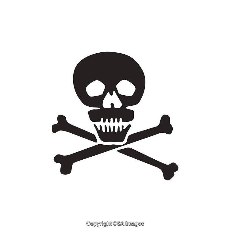 Black and White Skull and Crossbones Icon for Warning Signs or Themes