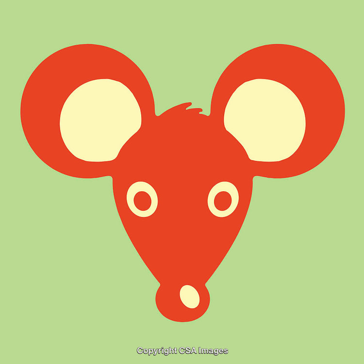 Colorful Mouse Face Line Art on a Light Green Background