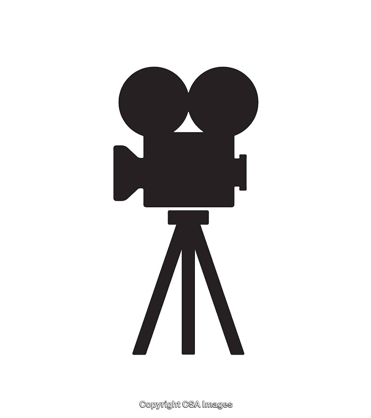 Black and White Line Art Illustration of Vintage Film Camera