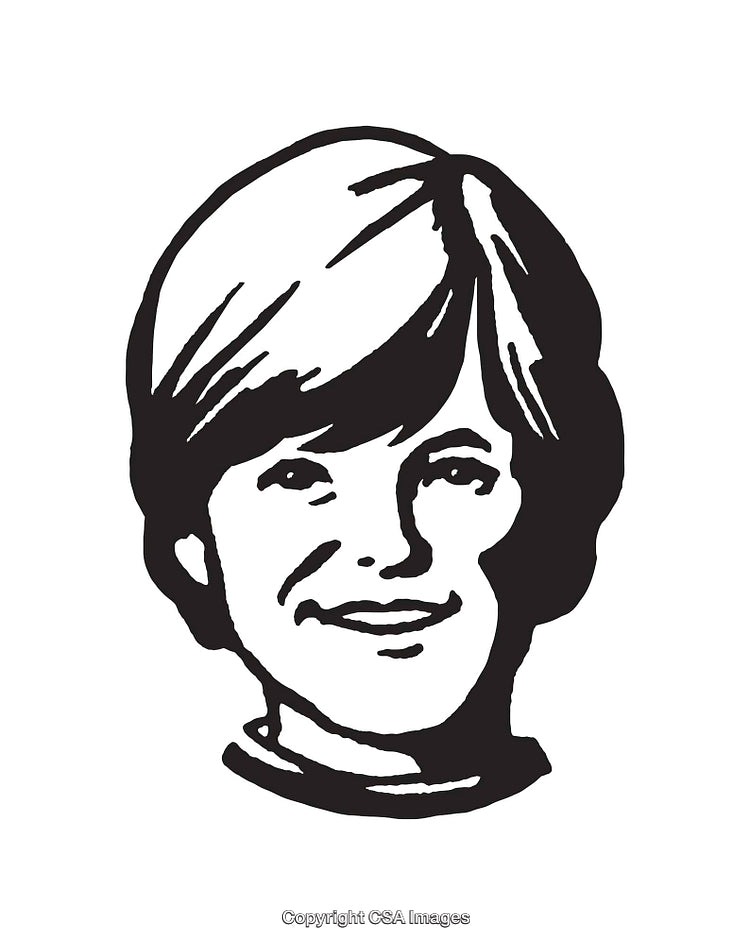 Black and White Line Art Portrait of a Smiling Face