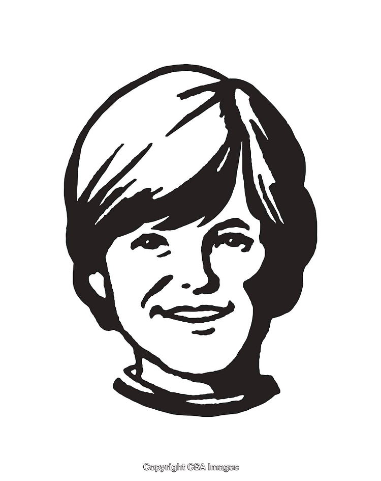 Black and White Line Art Portrait of a Smiling Face