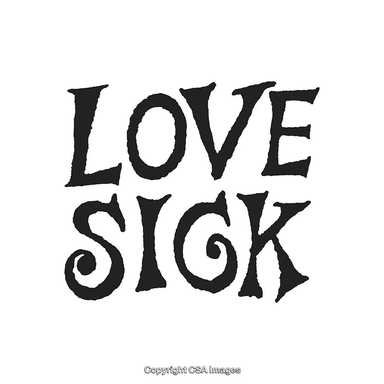 Grunge Artistic Typography Featuring the Words 'Love Sick' in Unique Font Style