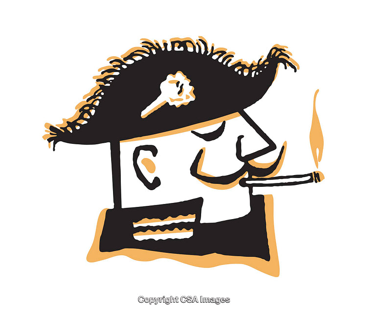 Colorful Illustration of a Character in a Military Attire Smoking a Cigar