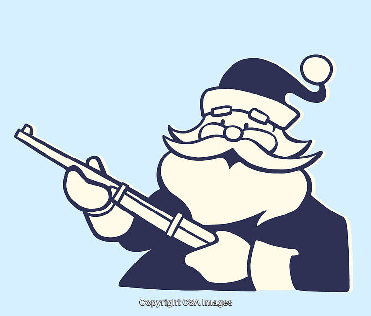 Festive Santa Claus Illustration Holding Object in Holiday-Themed Artwork