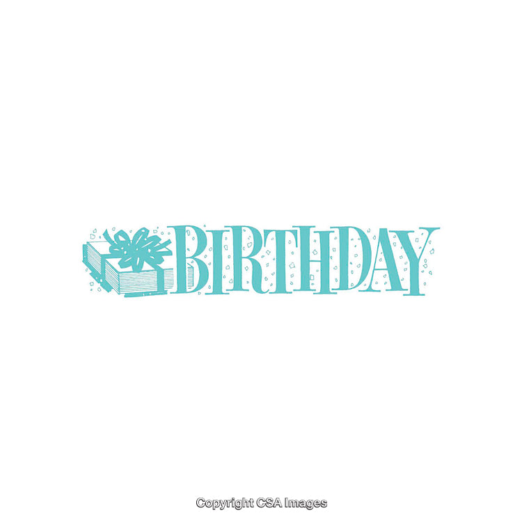Blue Birthday Typography with Gift Illustration and Confetti Elements
