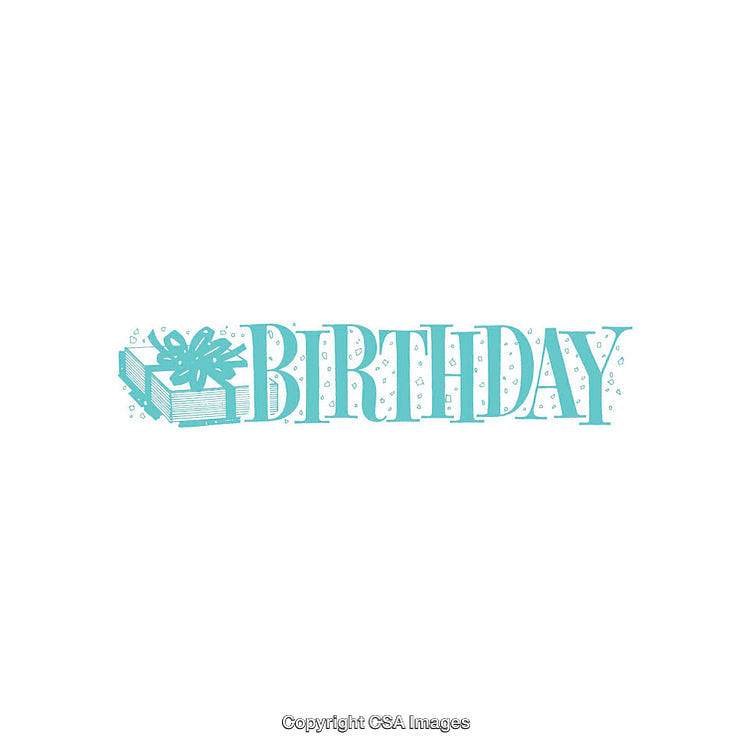 Blue Birthday Typography with Gift Illustration and Confetti Elements
