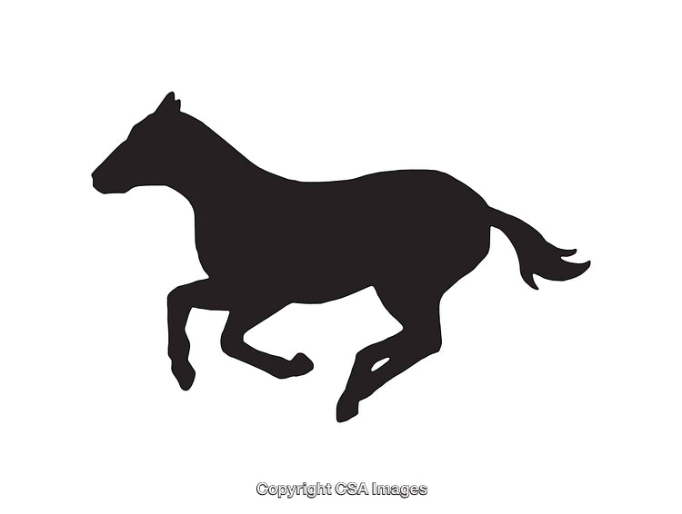 Silhouette of a Running Horse in Dynamic Black and White Illustration