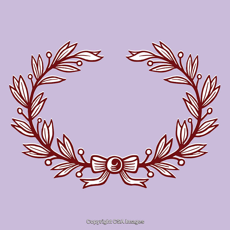Elegant Laurel Wreath Line Art Design With Decorative Purple Background