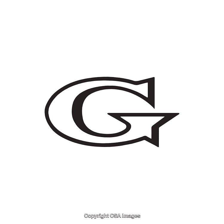 Stylized Letter G Logo with Arrow Design in Black on White