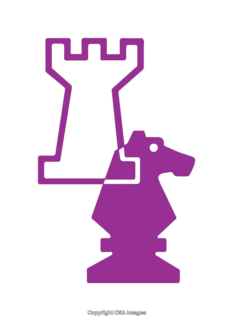 Purple Chess Knight and Rook Abstract Icon Design