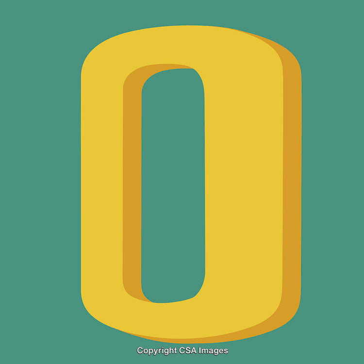 Yellow Letter O on a Solid Teal Background in Minimalistic Style