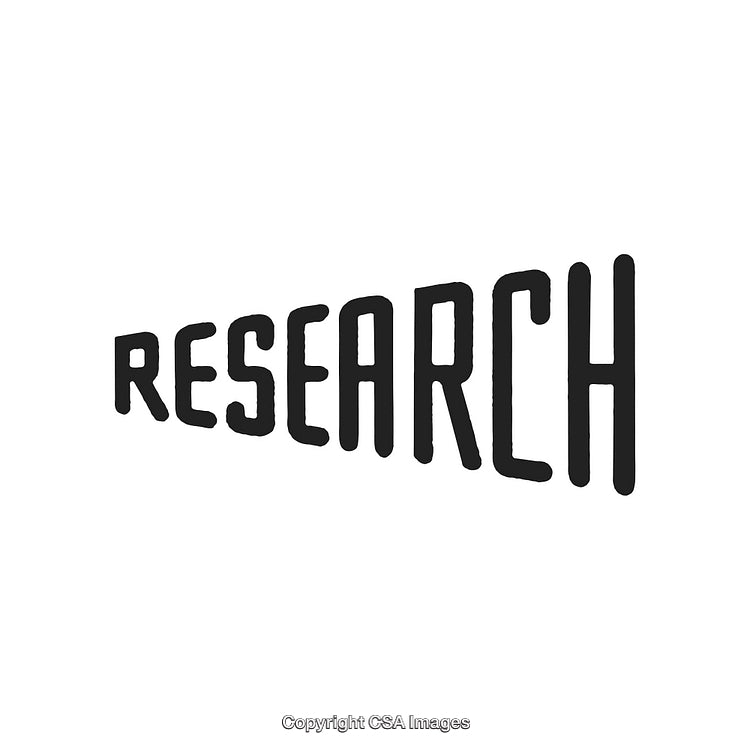 Monochrome Text Design Featuring The Word Research on a White Background