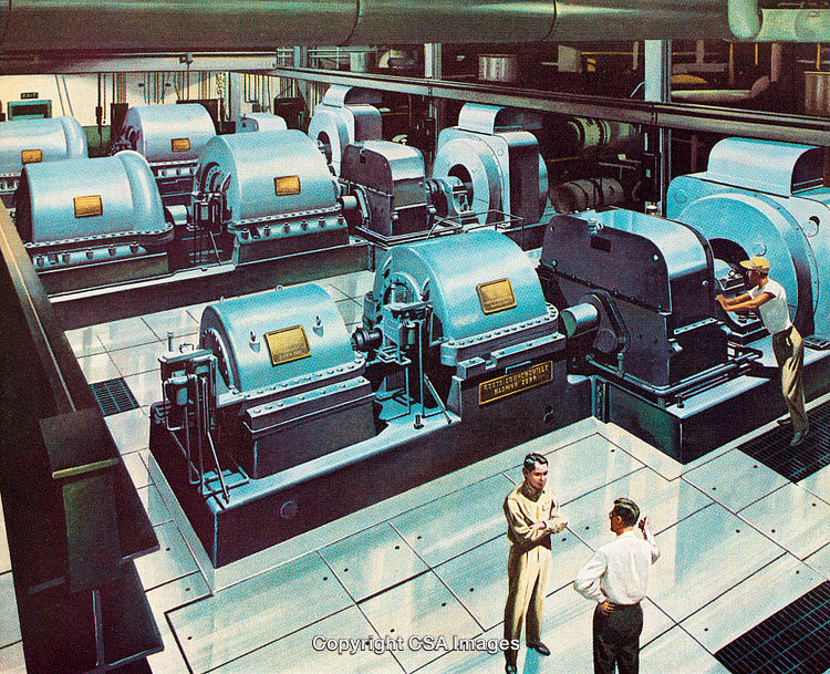 Industrial Machinery in a Mechanical Facility with Workers Equipment and Technology