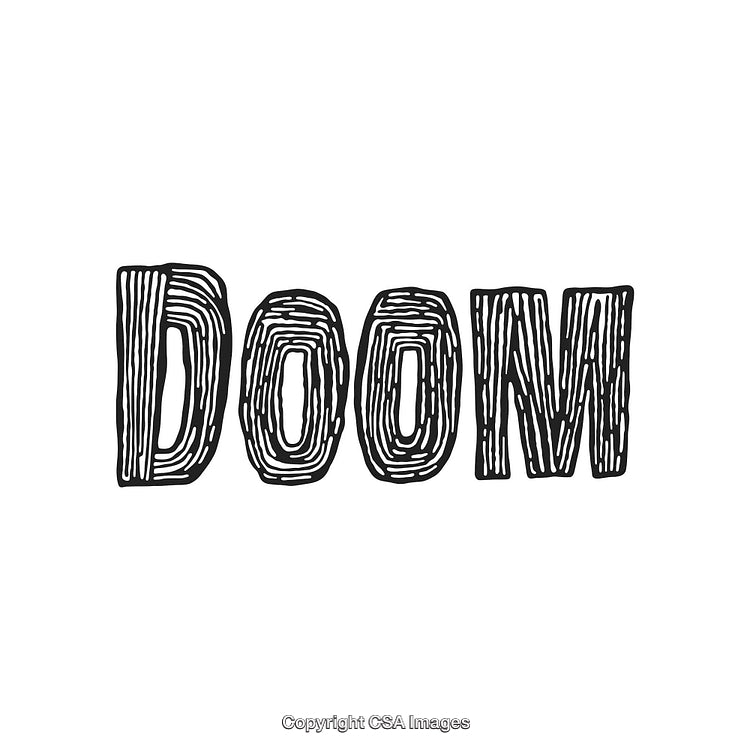 Decorative Hand-Drawn Typography Art of the Word 'Doom' in Black Ink