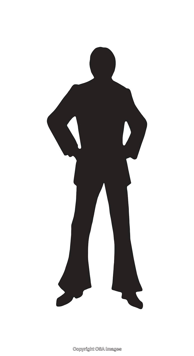 Silhouette of a Man Standing with Hands on Hips in Vintage Attire