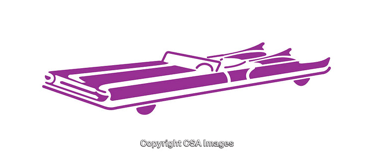 Stylized Purple Convertible Car Illustration with Distinctive Design Features