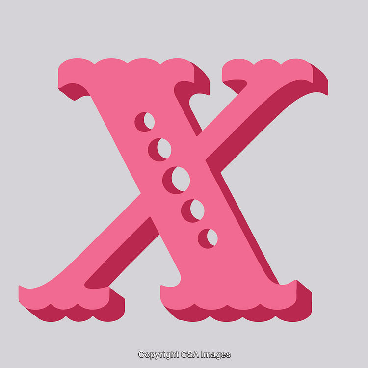 Creative Pink Letter X Design with Unique Circular Cutout Details