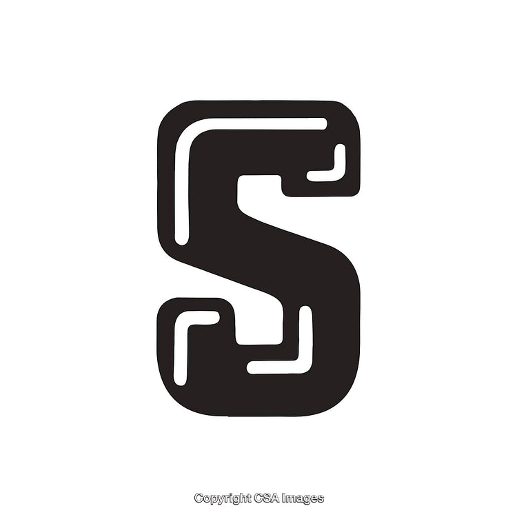 Stylized Black Letter S with Modern Typography Design