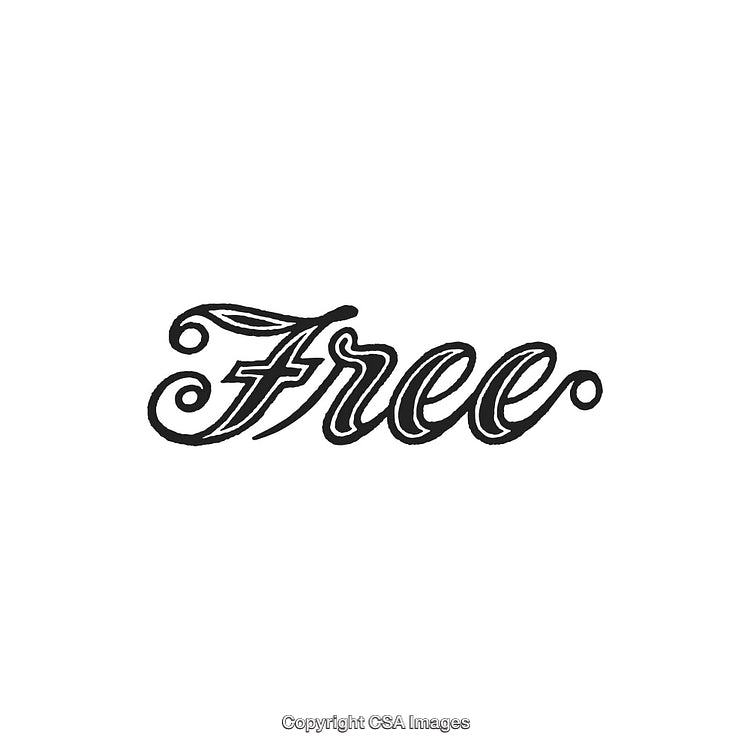 Elegant Artistic Typography featuring the Word 'Free' in Stylish Script Design