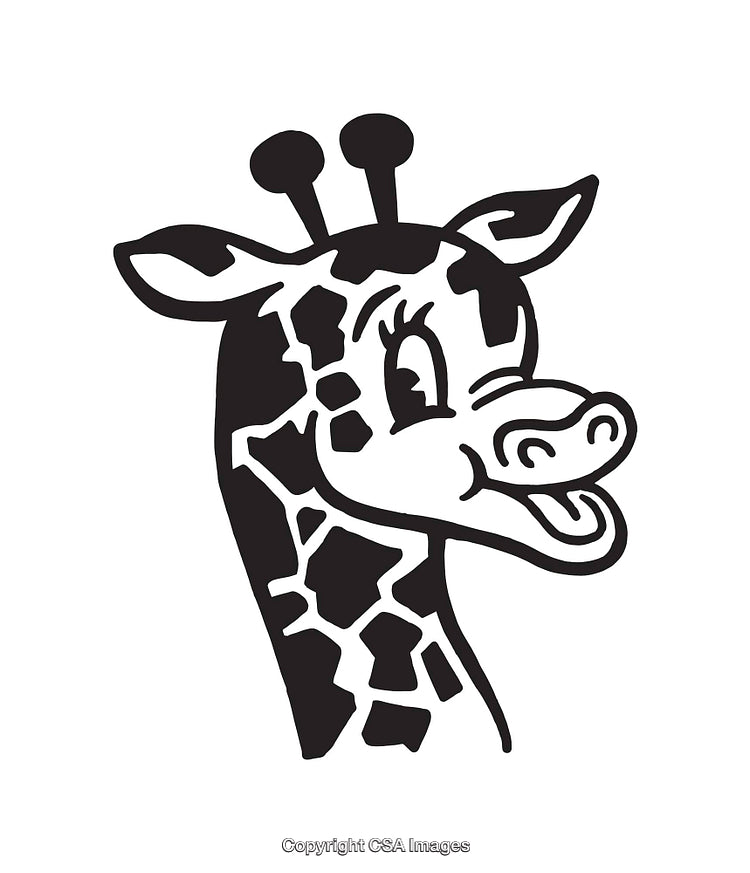 Illustration of a Cheerful Cartoon Giraffe Head with a Smiling Expression