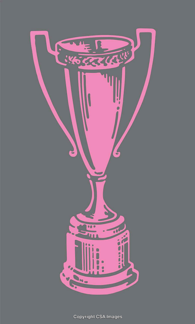 Pink Trophy Illustration on Gray Background Symbolizing Achievement and Success