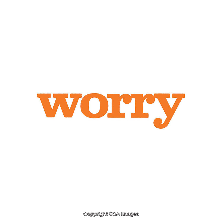 Orange Text Depicting the Emotion 'Worry' on a White Background