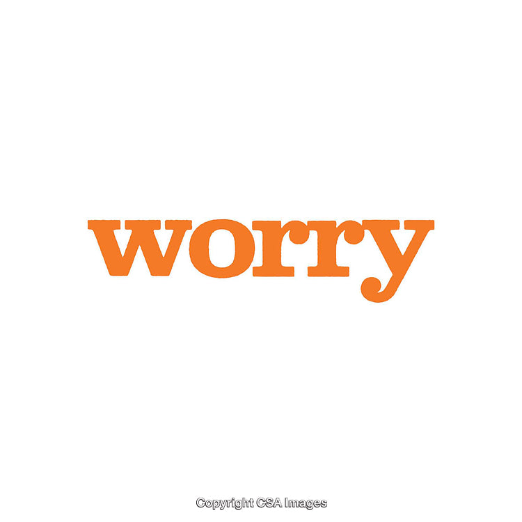 Orange Text Depicting the Emotion 'Worry' on a White Background